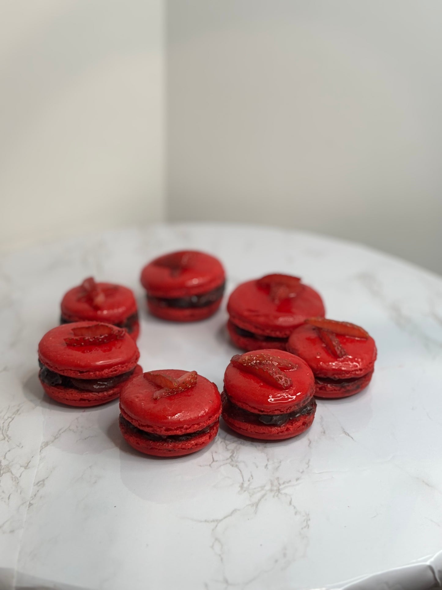 Strawberry Chocolate Macarons