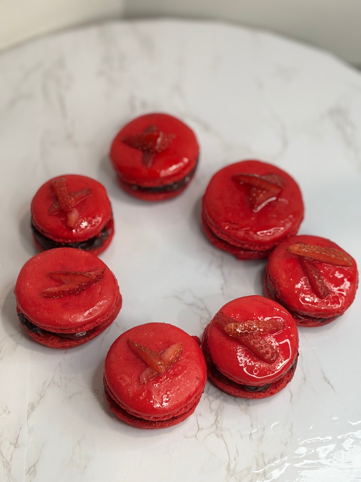Strawberry Chocolate Macarons